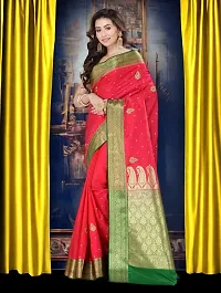 Stylish Red Art Silk Embroidered Saree with Blouse piece For Women-thumb1