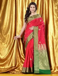 Stylish Red Art Silk Embroidered Saree with Blouse piece For Women-thumb2