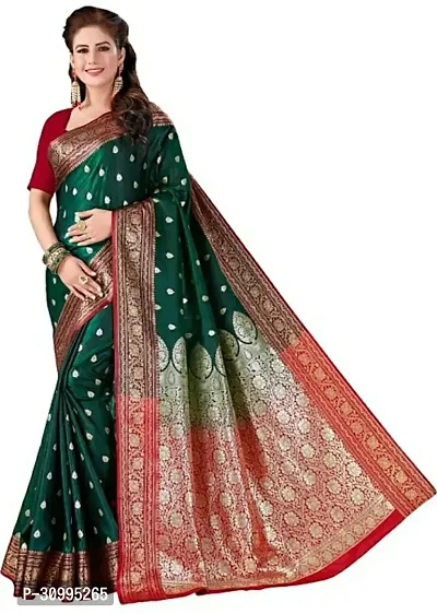 Stylish Olive Art Silk Embroidered Saree with Blouse piece For Women-thumb0