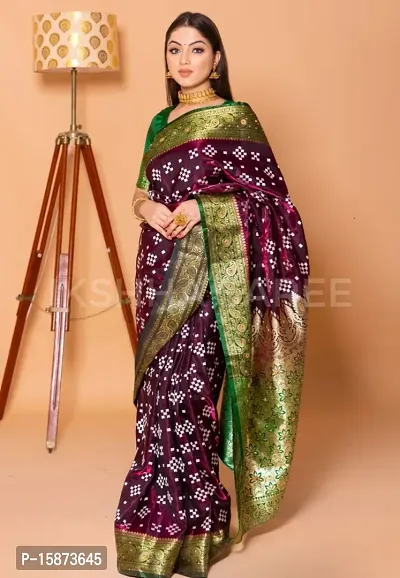 Banarasi Silk Embroidered Saree with Blouse piece-thumb0