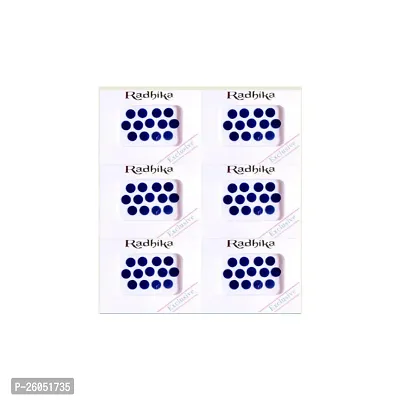 Colors Bindi-Bridal colection Blue Colour Round Shape Medium Size Bindi for Womens (Size- 6mm) Pack of 6-thumb0
