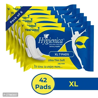 Hygienica Sanitary  Combo packs 42 Pads, All Night Ultra Comfort Sanitary Pads for Women- Convert Heavy flow into Gel 2x Better Coverage Up to 12 Hours of Protection Ultra Thin Ultr soft Pads,-thumb0