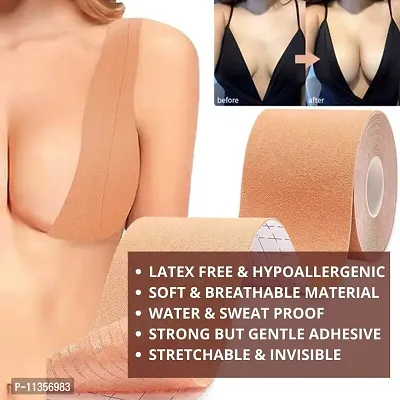 KRIVAZ Boob Tape with 10 Nipple Pasties Multipurpose Nipple Tape for Women Push Up & Lifting Body Tape for Women Breast Tape Breast Lift Bra Tape Bob Tape for Breast Lift(Skin Color/-thumb4