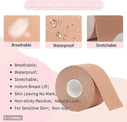 KRIVAZ Boob Tape with10 Pcs Petal Backless Nipple Cover Set for Large Breast, Breathable Breast Lift Tape Athletic Tape with Breast Petals Disposable Adhesive Bra-thumb5