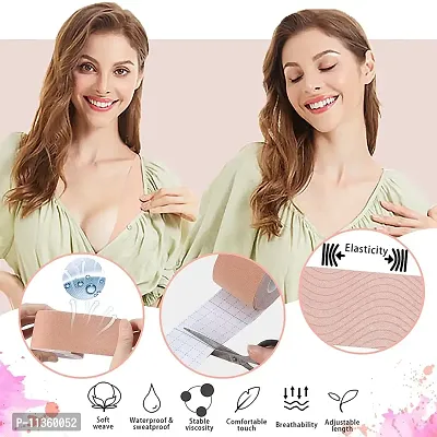 KRIVAZ Boob Tape with10 Pcs Petal Backless Nipple Cover Set for Large Breast, Breathable Breast Lift Tape Athletic Tape with Breast Petals Disposable Adhesive Bra-thumb4
