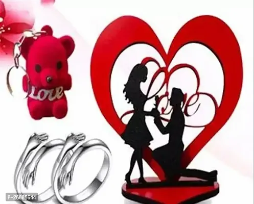 Best Love Showpiece For Love Someone Special , Valentine Gift For Girlfriend With Couple Ring Set And Key Ring