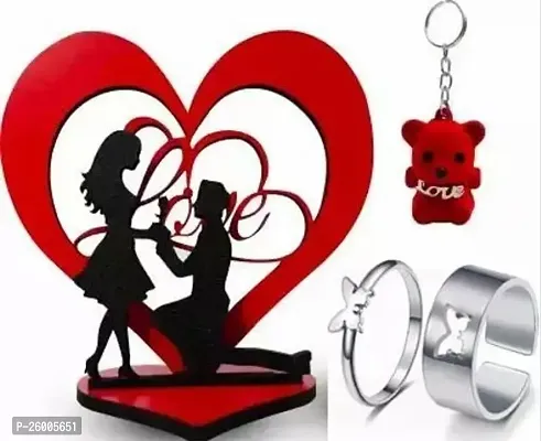 Best Love Showpiece For Love Someone Special , Valentine Gift For Girlfriend With Couple Ring Set And Key Ring