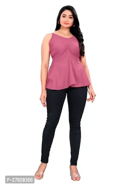 Stylish Magenta Rayon Solid Top For Women-thumb0