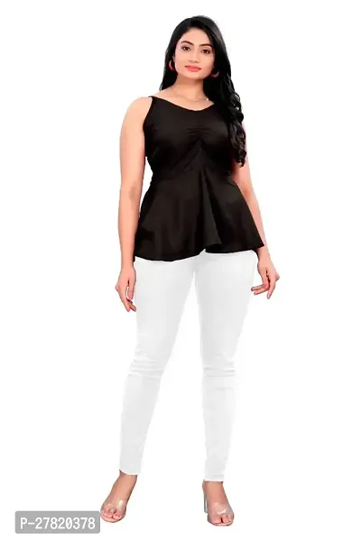 Stylish Black Rayon Solid Top For Women