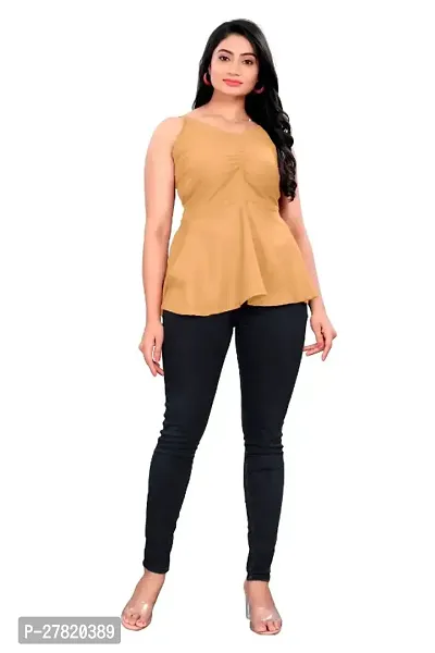 Stylish Beige Rayon Solid Top For Women