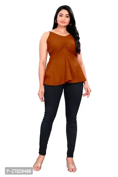 Stylish Brown Rayon Solid Top For Women