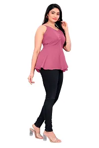 Stylish Magenta Rayon Solid Top For Women-thumb2