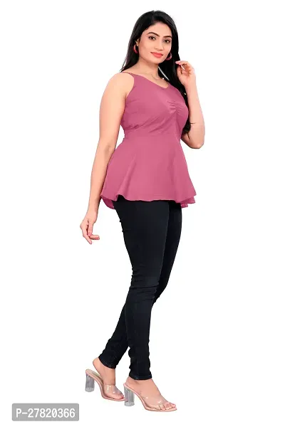 Stylish Magenta Rayon Solid Top For Women-thumb3