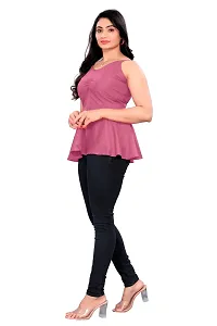 Stylish Magenta Rayon Solid Top For Women-thumb3