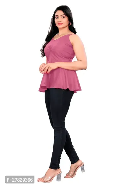Stylish Magenta Rayon Solid Top For Women-thumb4