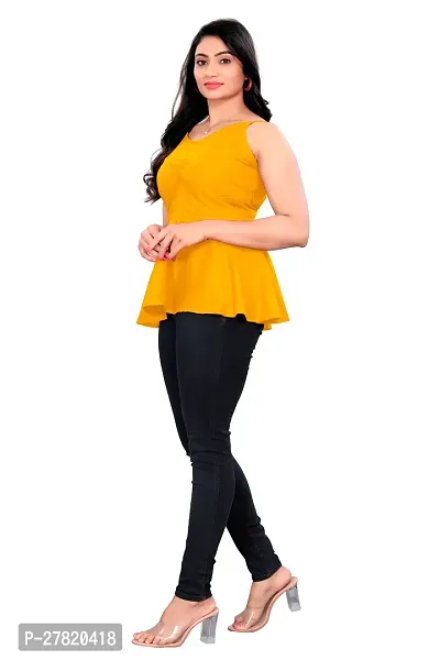 Stylish Yellow Rayon Solid Top For Women-thumb4