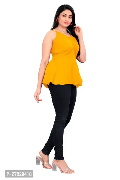 Stylish Yellow Rayon Solid Top For Women-thumb2