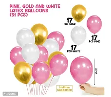 Theme Golden, White and Pink Metallic Latex Balloon (Set of 51 Pic)-thumb2