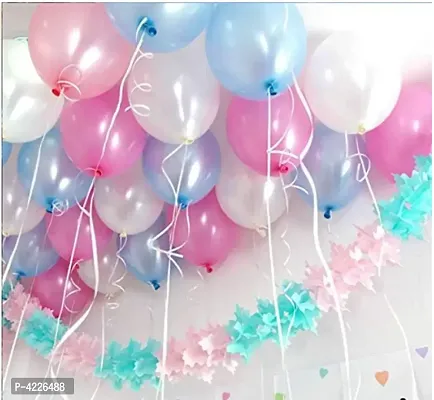 Theme Pink, White and Blue Metallic Latex Balloon (Set of 51 Pic)