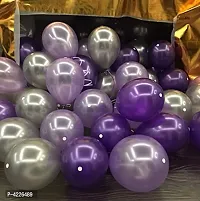 Theme Purple and Silver Balloons Metallic Latex Balloon (Set of 51 Pic)-thumb1