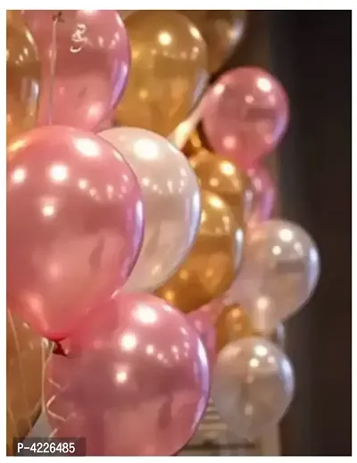 Theme Golden, White and Pink Metallic Latex Balloon (Set of 51 Pic)-thumb0