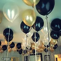 Theme Gold, Black and White  Balloons Metallic Latex Balloon (Set of 51 Pic)-thumb1
