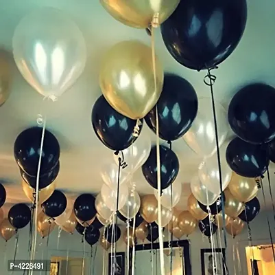 Theme Gold, Black and White  Balloons Metallic Latex Balloon (Set of 51 Pic)-thumb2