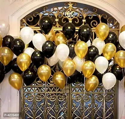 Theme Gold, Black and White  Balloons Metallic Latex Balloon (Set of 51 Pic)-thumb0