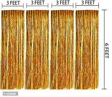 Golden Metallic Foil Curtain Pack of 4-thumb2