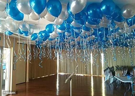 Theme Blue and Silver  Metallic Latex Balloon (Set of 51 Pic)