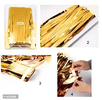Golden Metallic Foil Curtain Pack of 4-thumb1