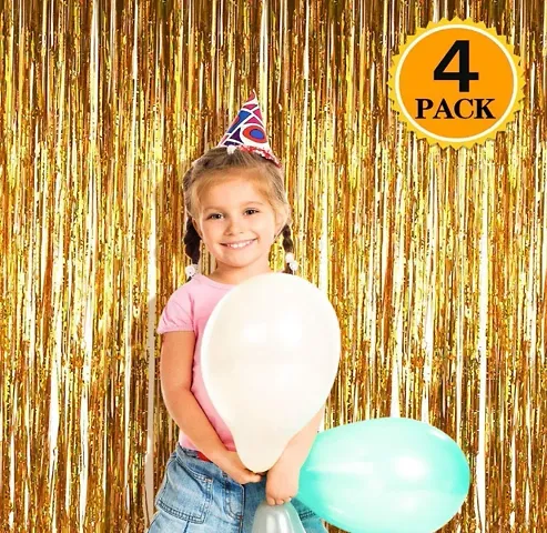 BIRTHDAY DECOR  Metallic Foil Curtain & Foil Balloons Fringe Sets