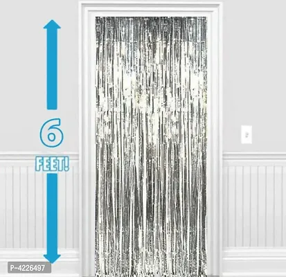 Silver Metallic Foil Curtain Pack of 4-thumb0