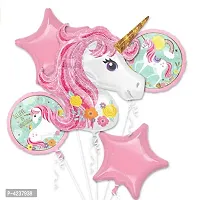 Unicorn Theme Party Foil Balloons (Pack of 5)-thumb1