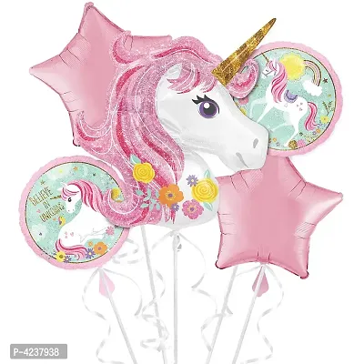 Unicorn Theme Party Foil Balloons (Pack of 5)-thumb0