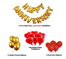 Kids 69 pcs Romantic Combo  Happy Anniversay Letter foil balloons + Mettaliic Balloons + Special Heart shape Balloons-thumb1