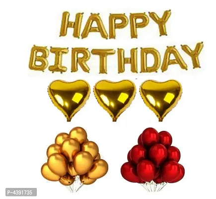 Kids 49 pcs surprise Combo  Happy Birthday Letter foil balloons +  heart shape Foil Balloons + Metallic Balloons-thumb0