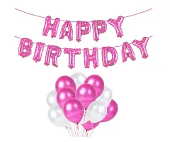 Kids Stylish 51 pcs combo happy Birthday Foil Balloon + Pink and White Mettalic Balloon-thumb1