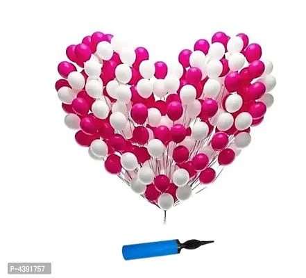 Kids 101pcs Combo Pink and White Mettalic Balloon + Balloon Pump-thumb0