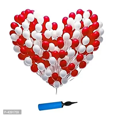 Kids 101pcs Combo Red and White Mettalic Balloon + Balloon Pump-thumb0
