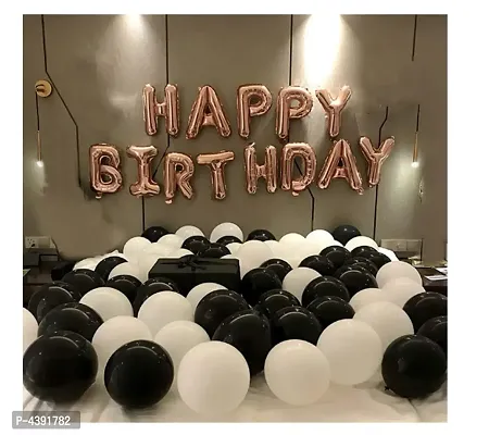 Kids Royal birthday combo Happy  Birthday Foil Balloon + Black and White Mettalic Balloon-thumb0