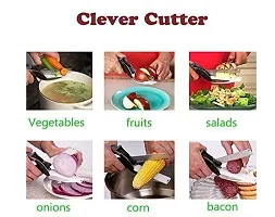 Plastic Vegetables Smart Knife Scissor Clever Cutter Chopper And Vegetables Slicer With Peeler For Kitchen (Combo)-thumb1