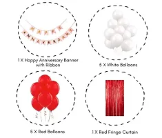 Happy Anniversary  Red Banner, 1 Red fringe,  10 pcs Red, 10 pcs White Balloons Set of 22 Pcs-thumb1