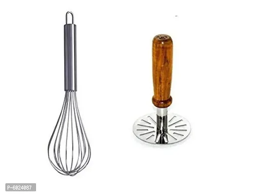 Egg whisher (Plastic) + Potato Masher with Wooden handle