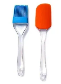 Stainless Steel Wire Utensil Pakad Tong with Silicone Spetula and Oil Brush Set-thumb1