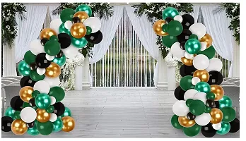 Green,Black,White And Golden Balloons Combo Of 102 Pcs-+Metallic Balloons Green 25+Black 25+White 25+Golden 25+Balloon Glue Dots 100(1)+Balloon Arch Garland(1)-thumb1