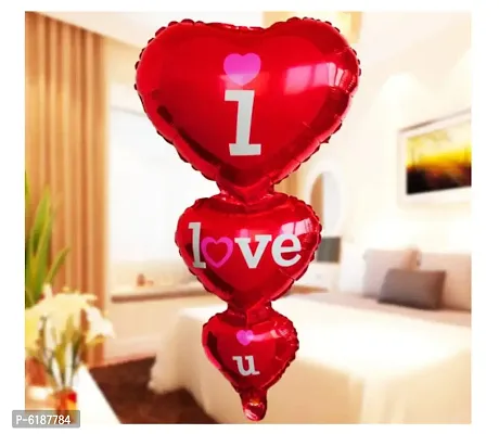 I Love U Foil Triple Heart Balloon