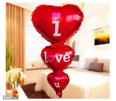 I Love U Foil Triple Heart Balloon-thumb0