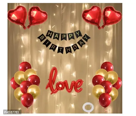 Happy Birthday Decorations Combo Metallic Love Foil Balloon Led Light Deacute;cor- 40 Pieces-thumb0