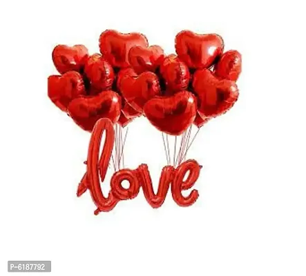 Red Cursive Love Foil Balloons With 8 Red Heart-thumb2